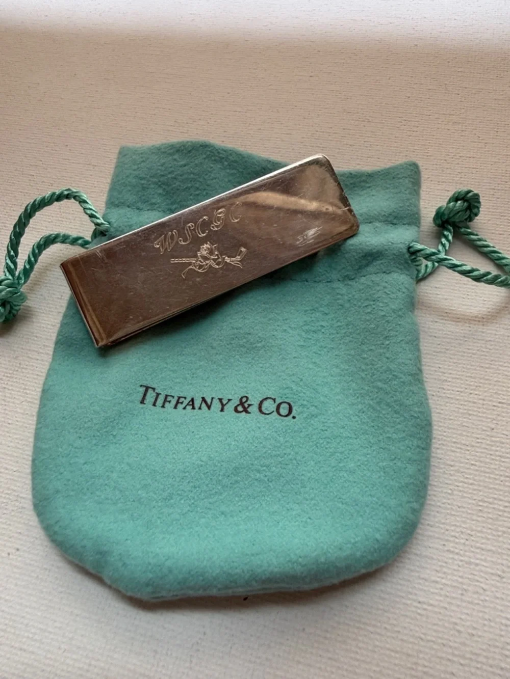 Tiffany & Co. Sterling Silver 925 Money Clip w/Pouch engraved WSCGC